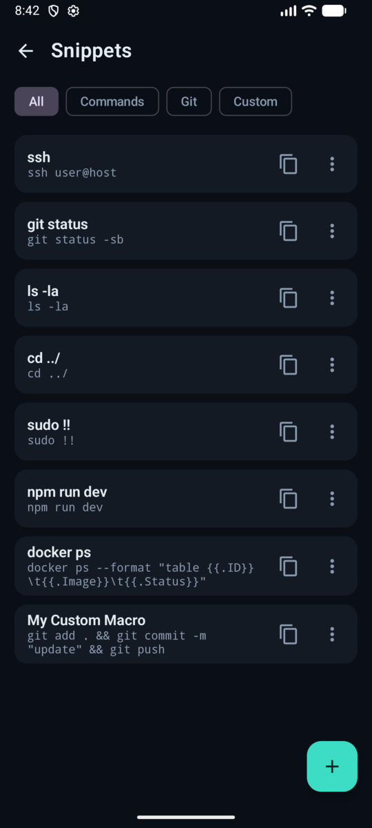 Snippet manager